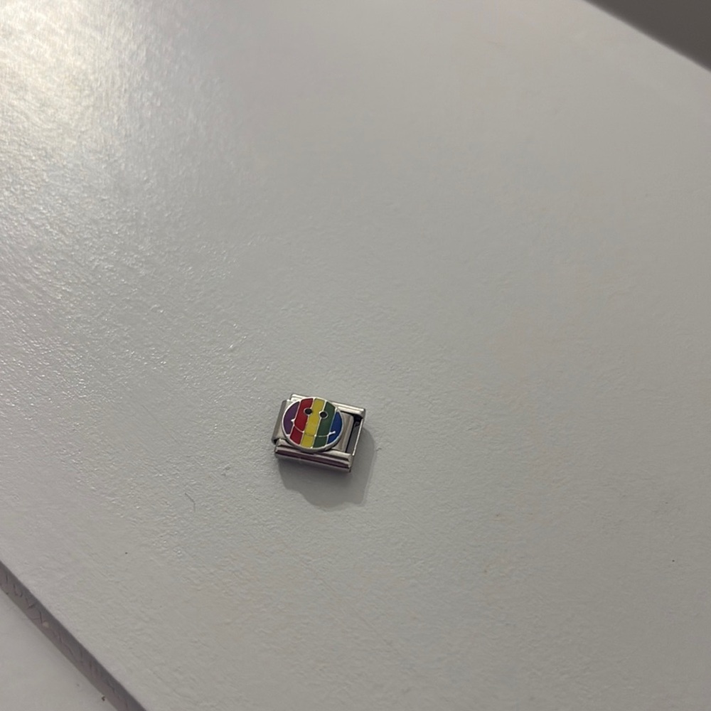 Pride Rainbow Smiley Face Zoppini Charm. - Picture 3 of 3
